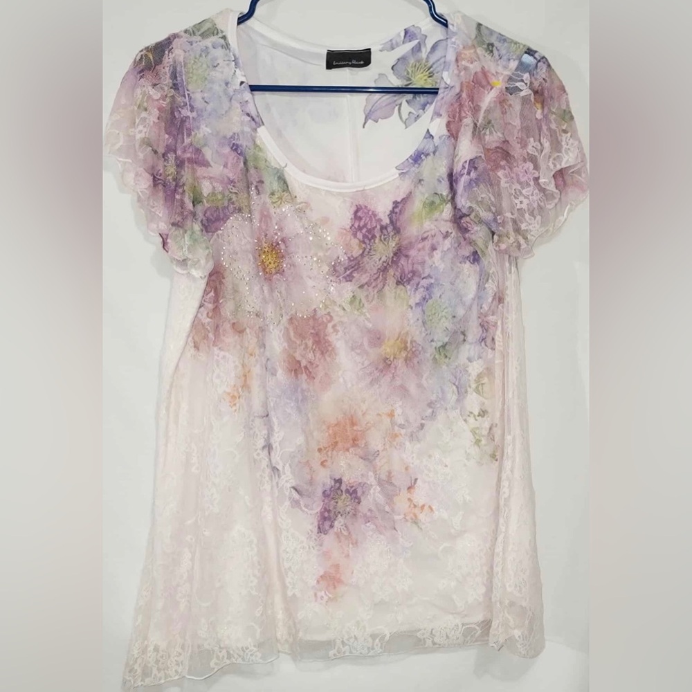 Brittany Black Embellished Y2K Style Fairycore Lace Blouse Size XL